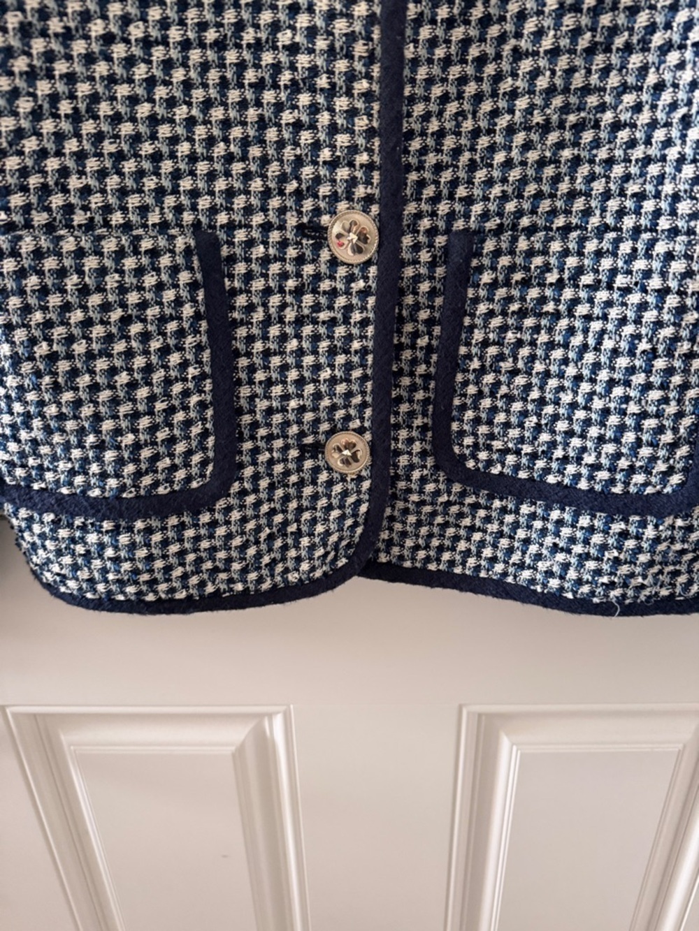 kate spade navy and white tweed blazer - Picture 4 of 14